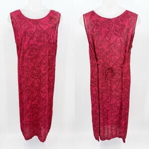 Maggie McNaughton Y2K Rayon Maxi Dress 3X Red Sleeveless Boho Tie Back Coastal